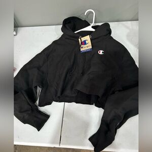 Cropped Champion Black Reverse Weave Hoodie NWT